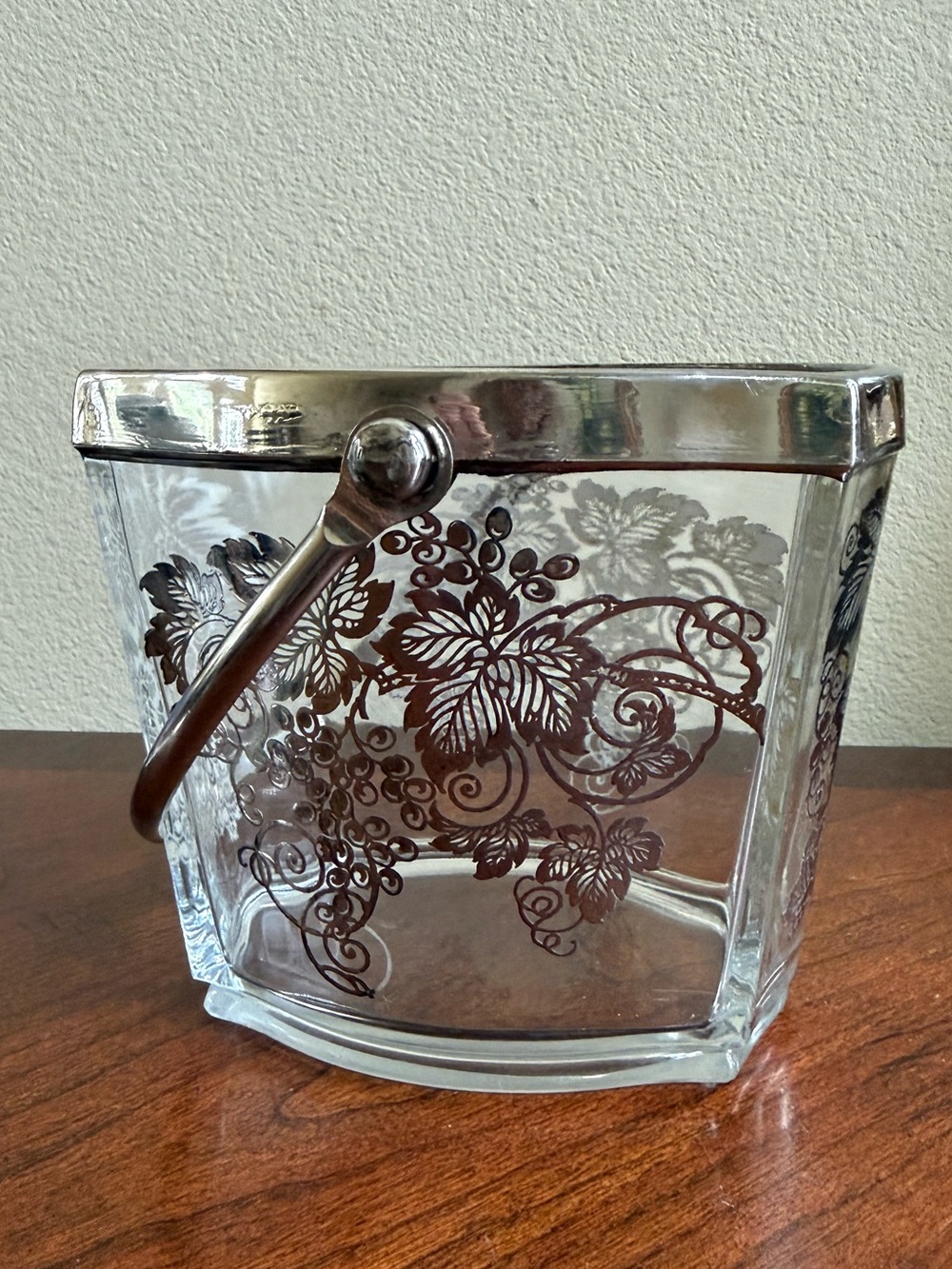 Vintage Fostoria sterling silver overlay ice bucket